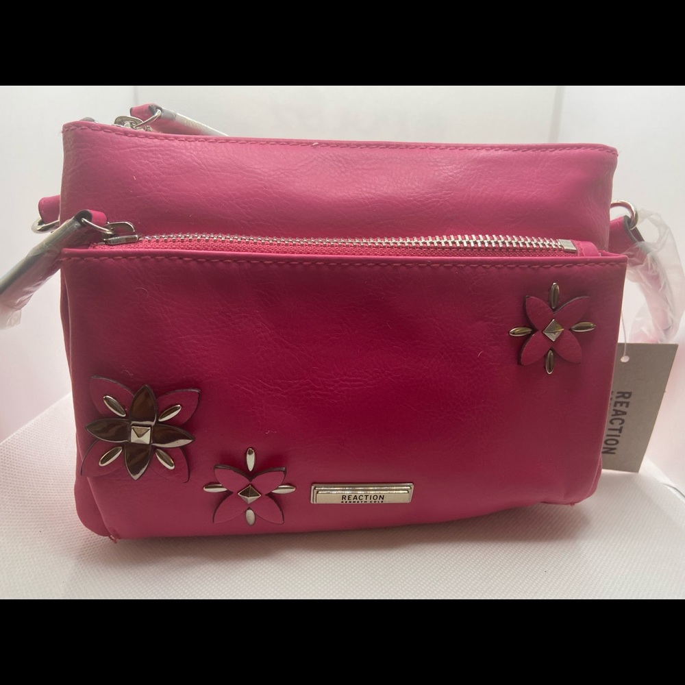 Kenneth Cole pink purse with flower accents